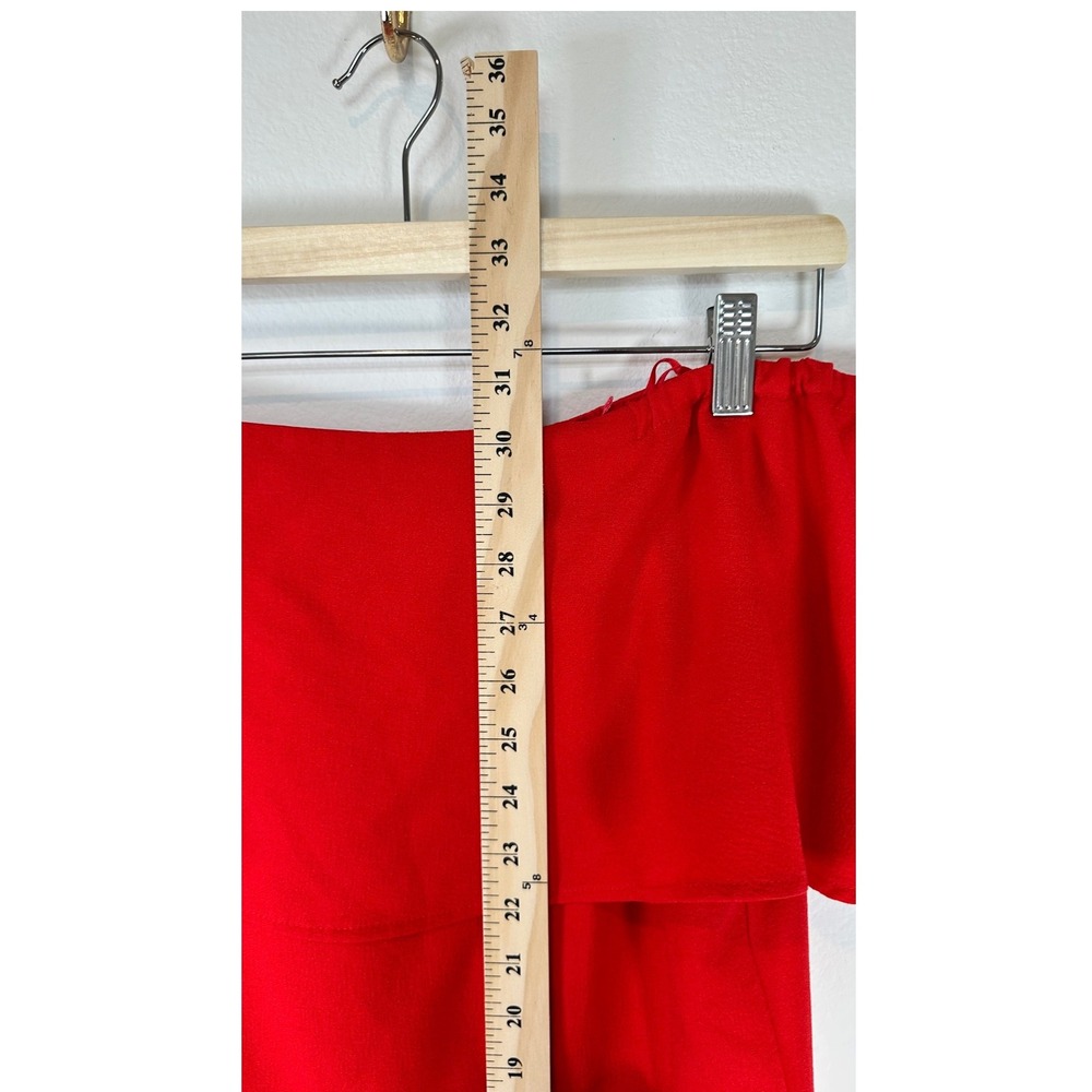 NWT Charles Henry Off Shoulder Dress Womens M Red Crepe Flounce Party - Picture 7 of 9